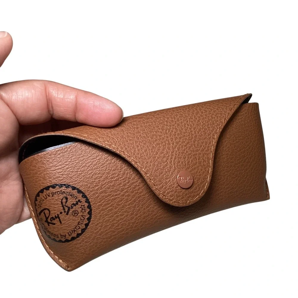 Ray-Ban Brown Pebble Grain Sunglasses Case Bundle of 2 Snap Closure Luxottica